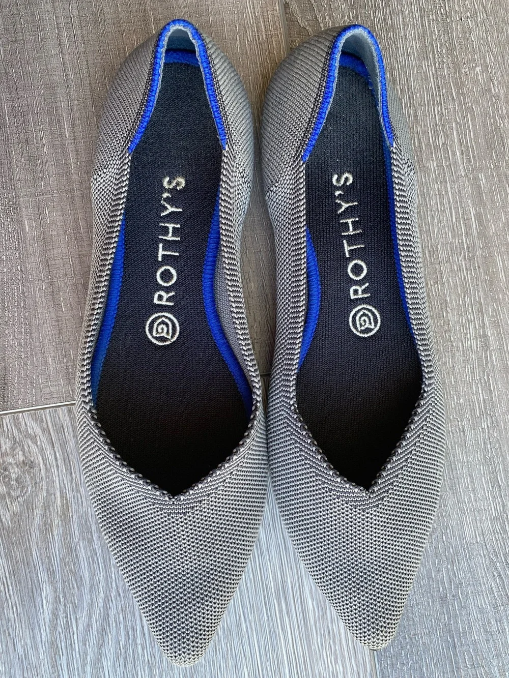 Rothy's The Pointed Toe Grey Knit Flats Women's Size 9